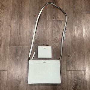Kate Spade Baby Blue Crossbody Bag and Wallet Set
